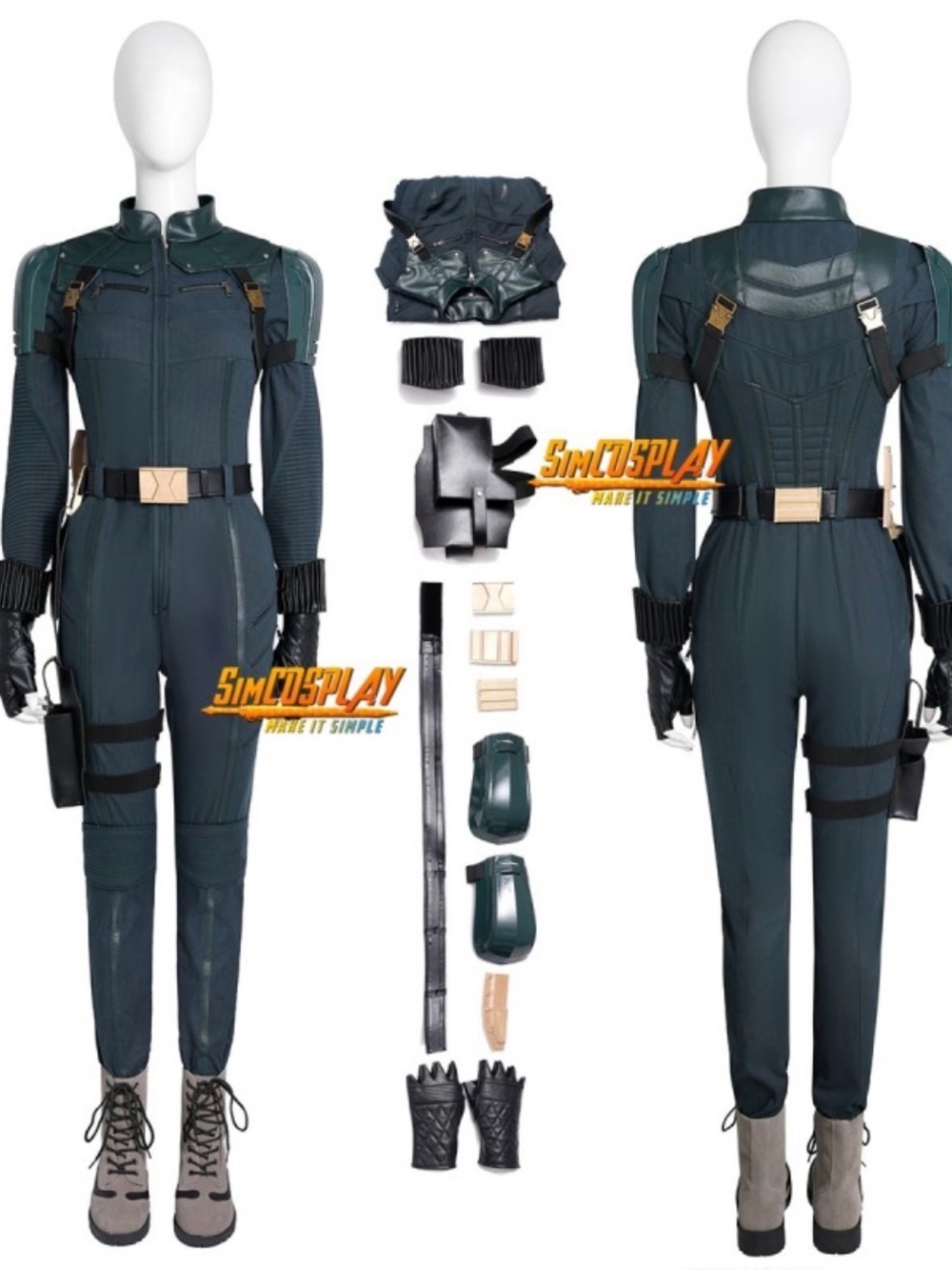 Dark Teal Women's Tactical Jumpsuit with Accessory Set